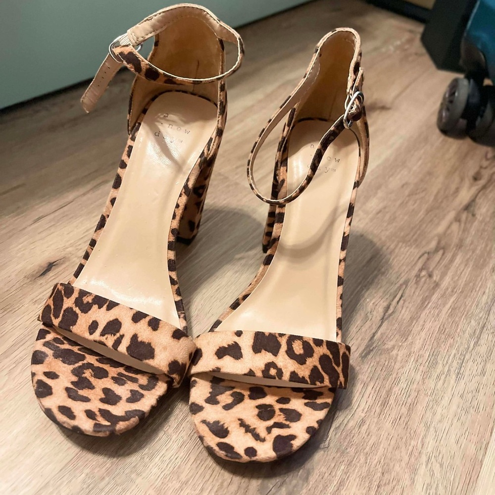 Leopard Print Ankle Strap Heels